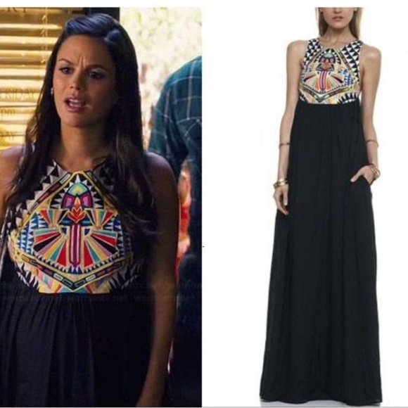 ASO Zoe Hart Hart of Dixie Mara Hoffman Cosmic Fountain Embroidered Maxi Dress - Picture 1 of 8